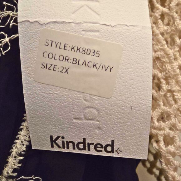 NWT Anthropologie Kindred 2X Black Ivory Embroidery Boho Kimono Cardigan Crochet - Picture 10 of 12